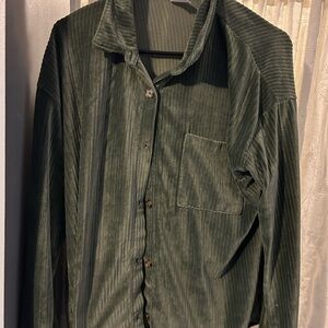 No Boundaries Olive Corduroy Shirt